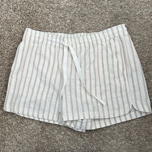 J Crew Cream and tan linen shorts